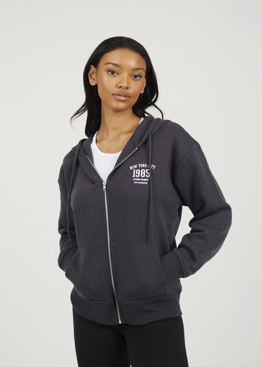Brave Soul Charcoal Zip Through Hoodie