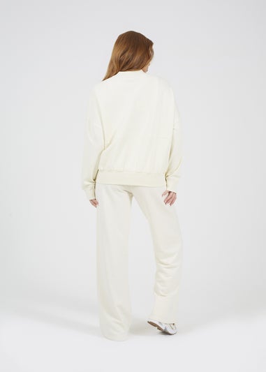 Brave Soul Cream Cotton Blend Wide Leg Joggers