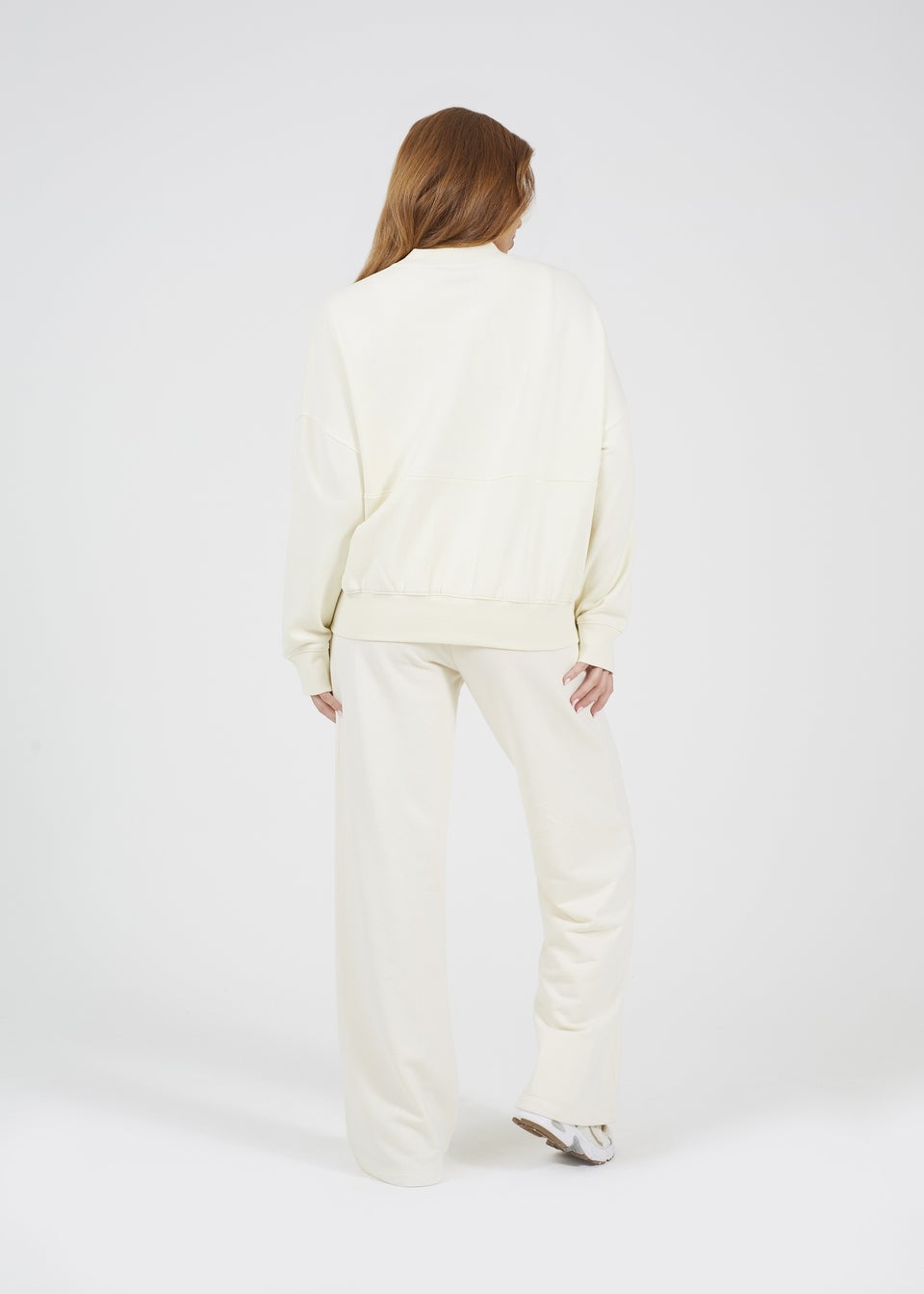 Brave Soul Cream Cotton Blend Wide Leg Joggers