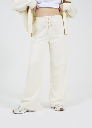 Brave Soul Cream Cotton Blend Wide Leg Joggers