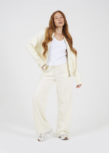 Brave Soul Cream Cotton Blend Wide Leg Joggers