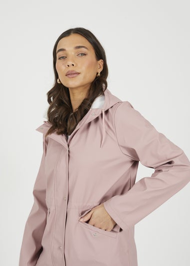 Brave Soul Pale Pink Hooded Rain Mac