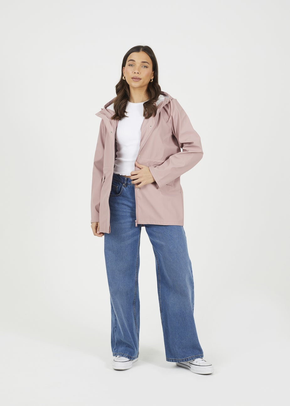 Brave Soul Pale Pink Hooded Rain Mac