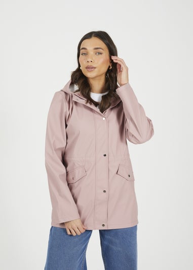 Brave Soul Pale Pink Hooded Rain Mac