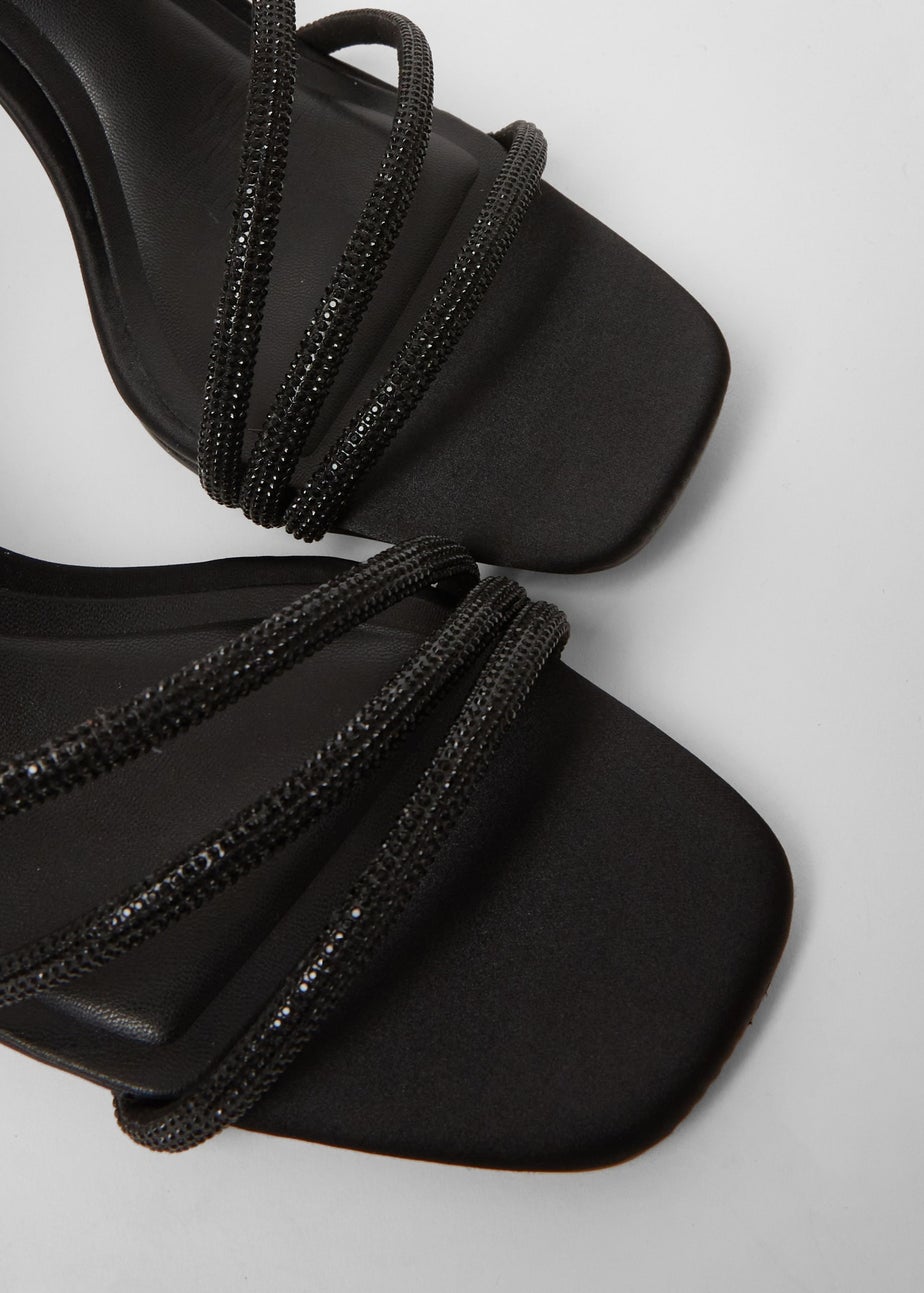 Quiz Black Diamante Strappy Heels