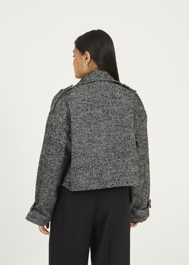 Brave Soul Black Faux Wool Double Breasted Jacket