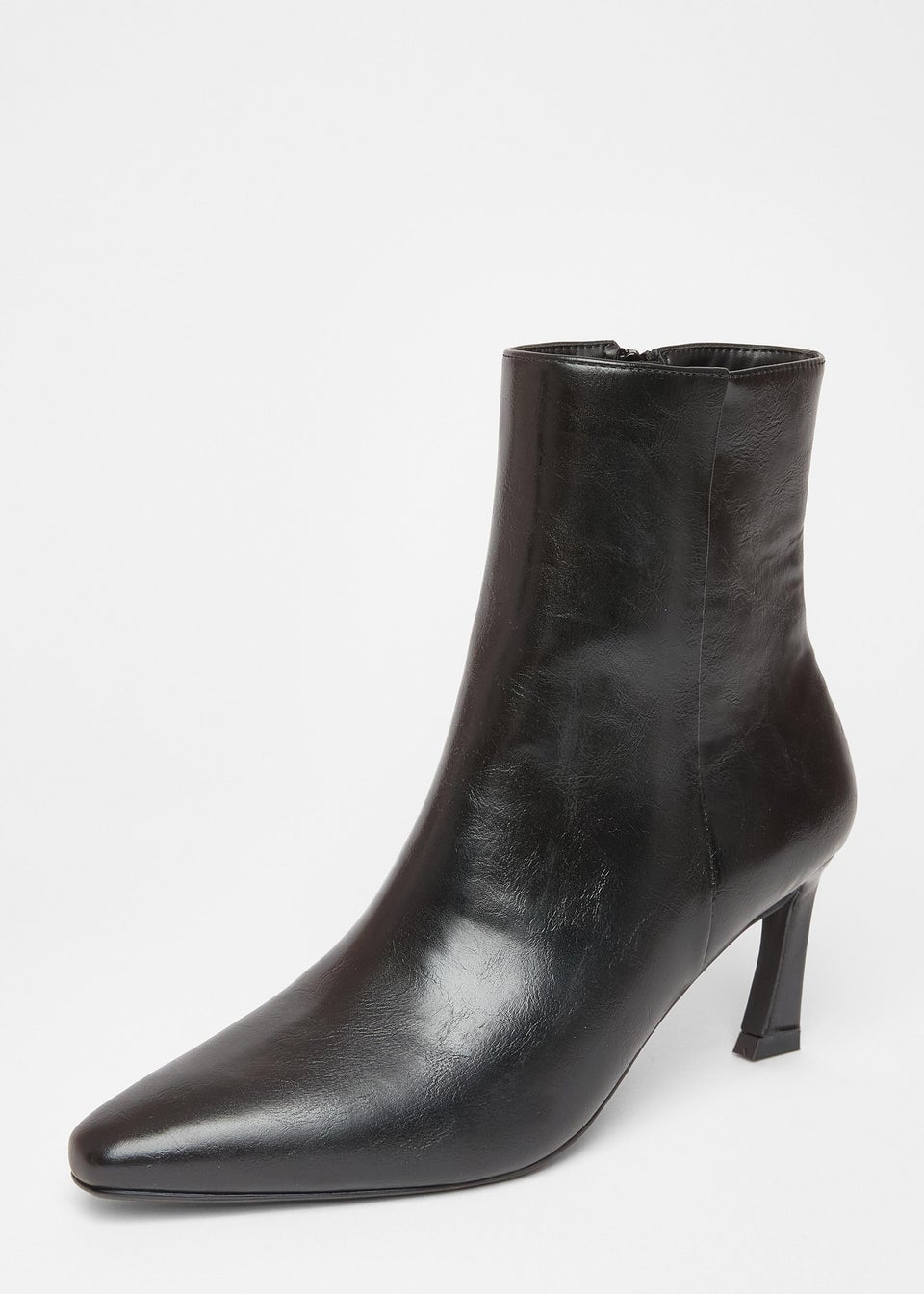Quiz Black Flared Heel Ankle Boots