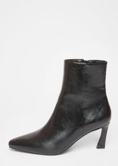Quiz Black Flared Heel Ankle Boots