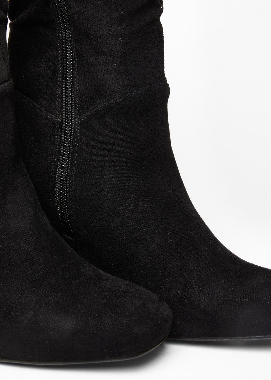 Quiz Black Faux Suede Heeled Boot