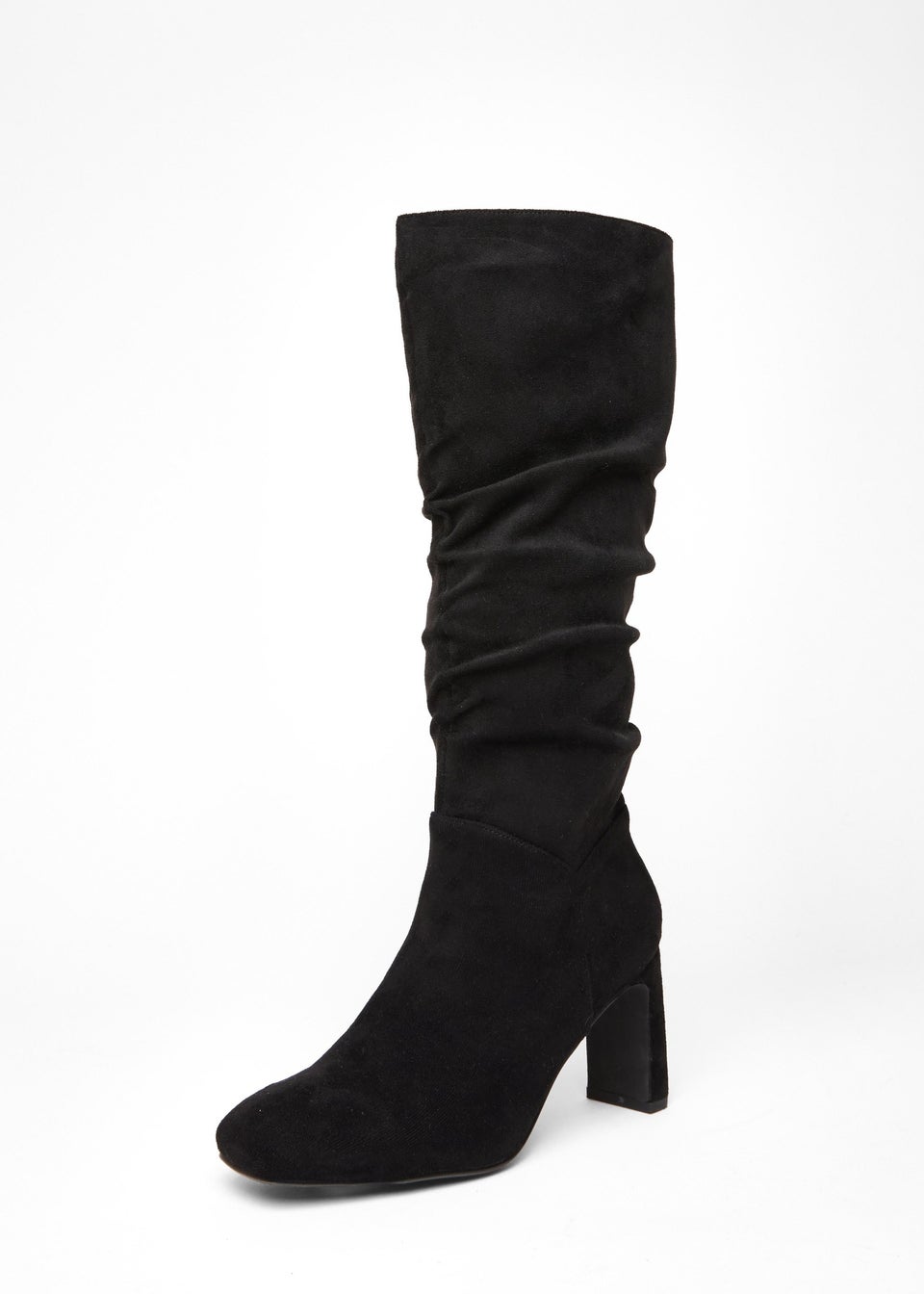 Quiz Black Faux Suede Heeled Boot