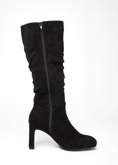 Quiz Black Faux Suede Heeled Boot