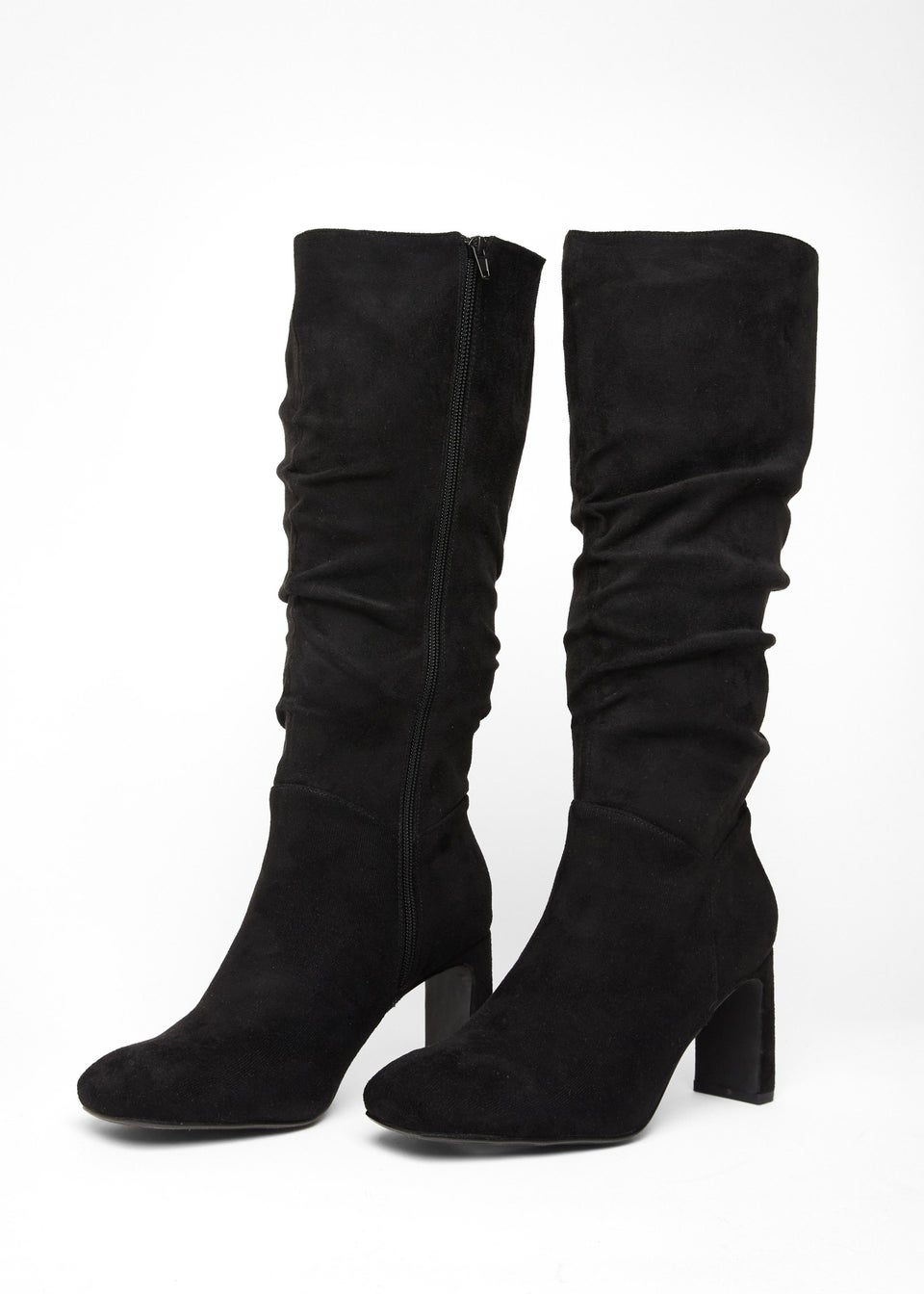 Quiz Black Faux Suede Heeled Boot