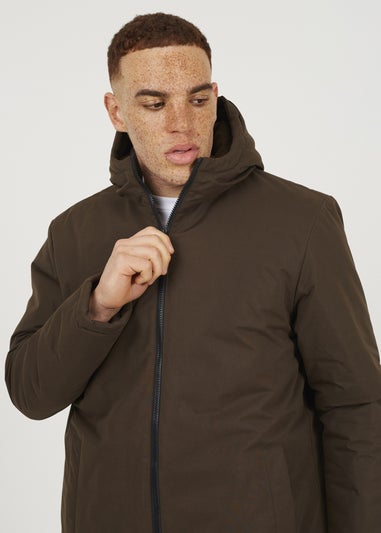 Brave Soul Brown Padded Zip Through Mac Coat
