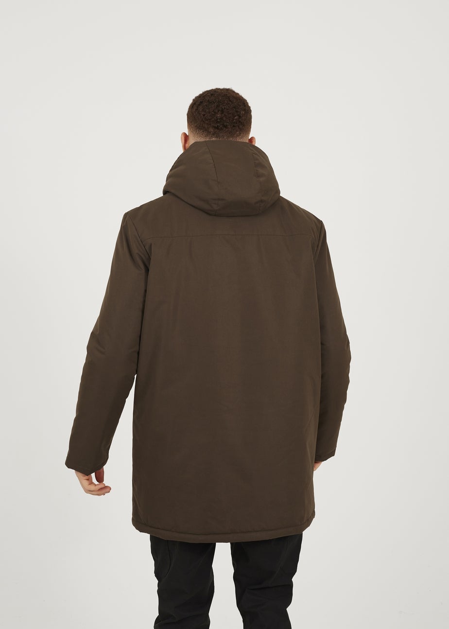 Brave Soul Brown Padded Zip Through Mac Coat