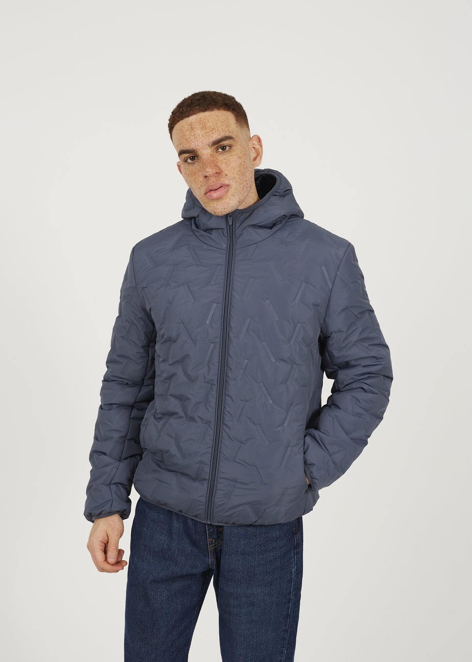 Brave Soul Blue Short Length Hooded Padded Jacket