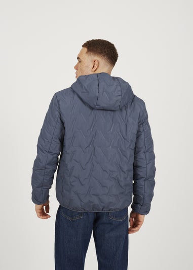 Brave Soul Blue Short Length Hooded Padded Jacket