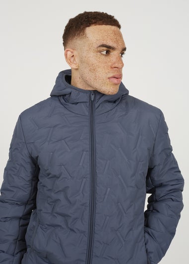Brave Soul Blue Short Length Hooded Padded Jacket
