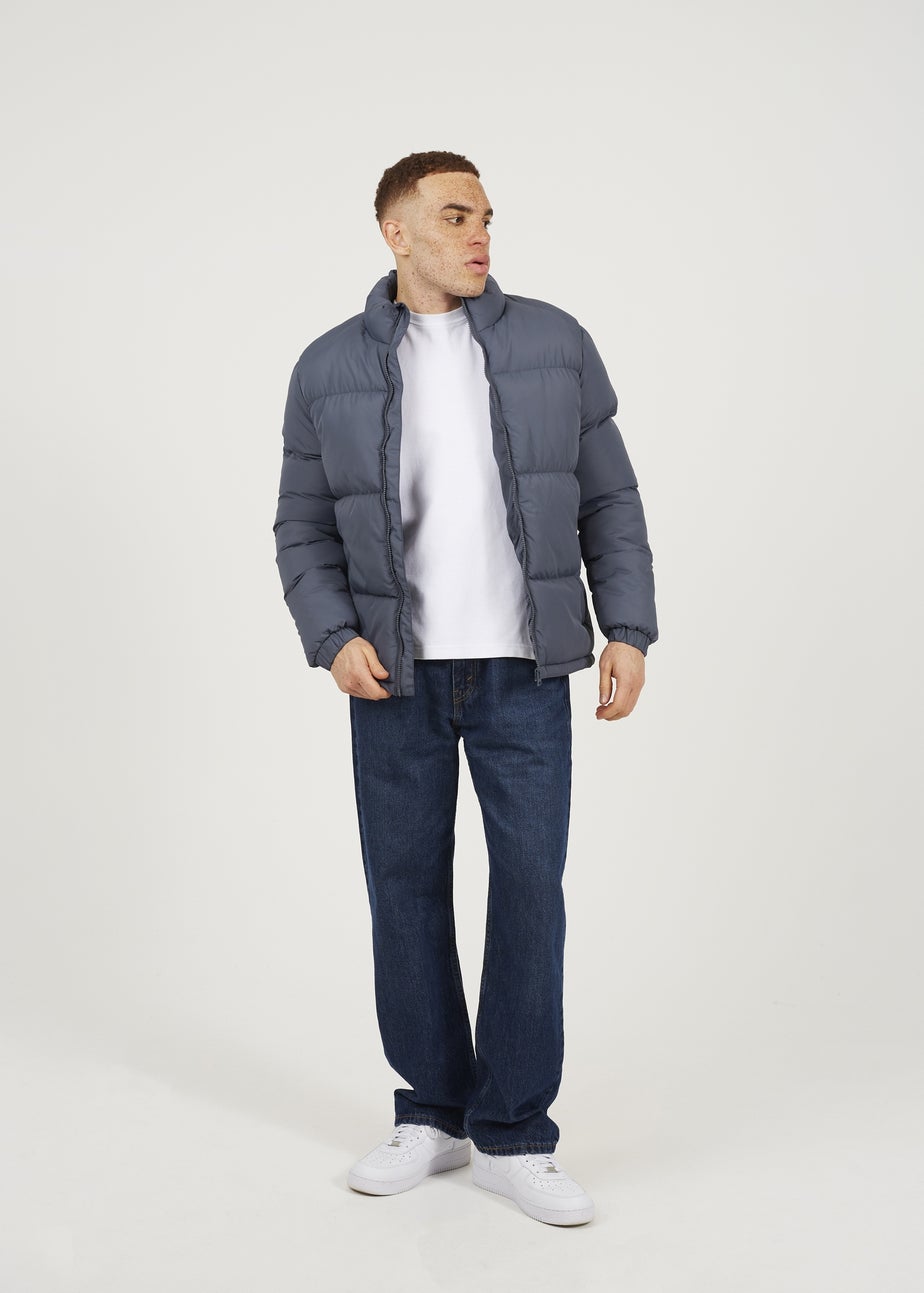 Brave Soul Blue Funnel Neck Padded Jacket