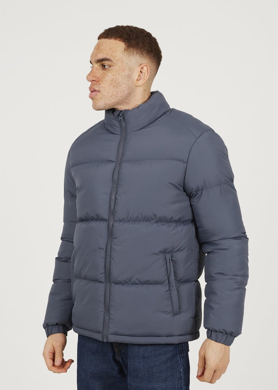 Brave Soul Blue Funnel Neck Padded Jacket