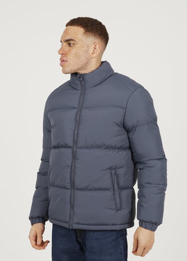 Brave Soul Blue Funnel Neck Padded Jacket