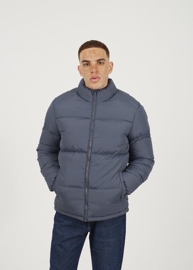 Brave Soul Blue Funnel Neck Padded Jacket