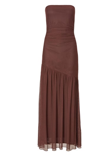 Quiz Brown Mesh Bandeau Midaxi Dress