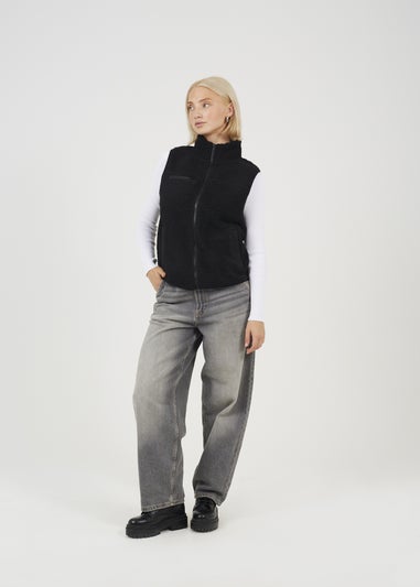 Brave Soul Black Zip Through Fleece Gilet