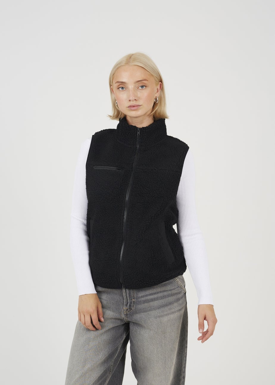 Brave Soul Black Zip Through Fleece Gilet