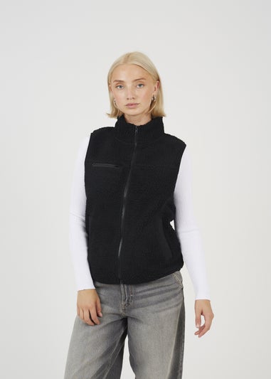 Brave Soul Black Zip Through Fleece Gilet