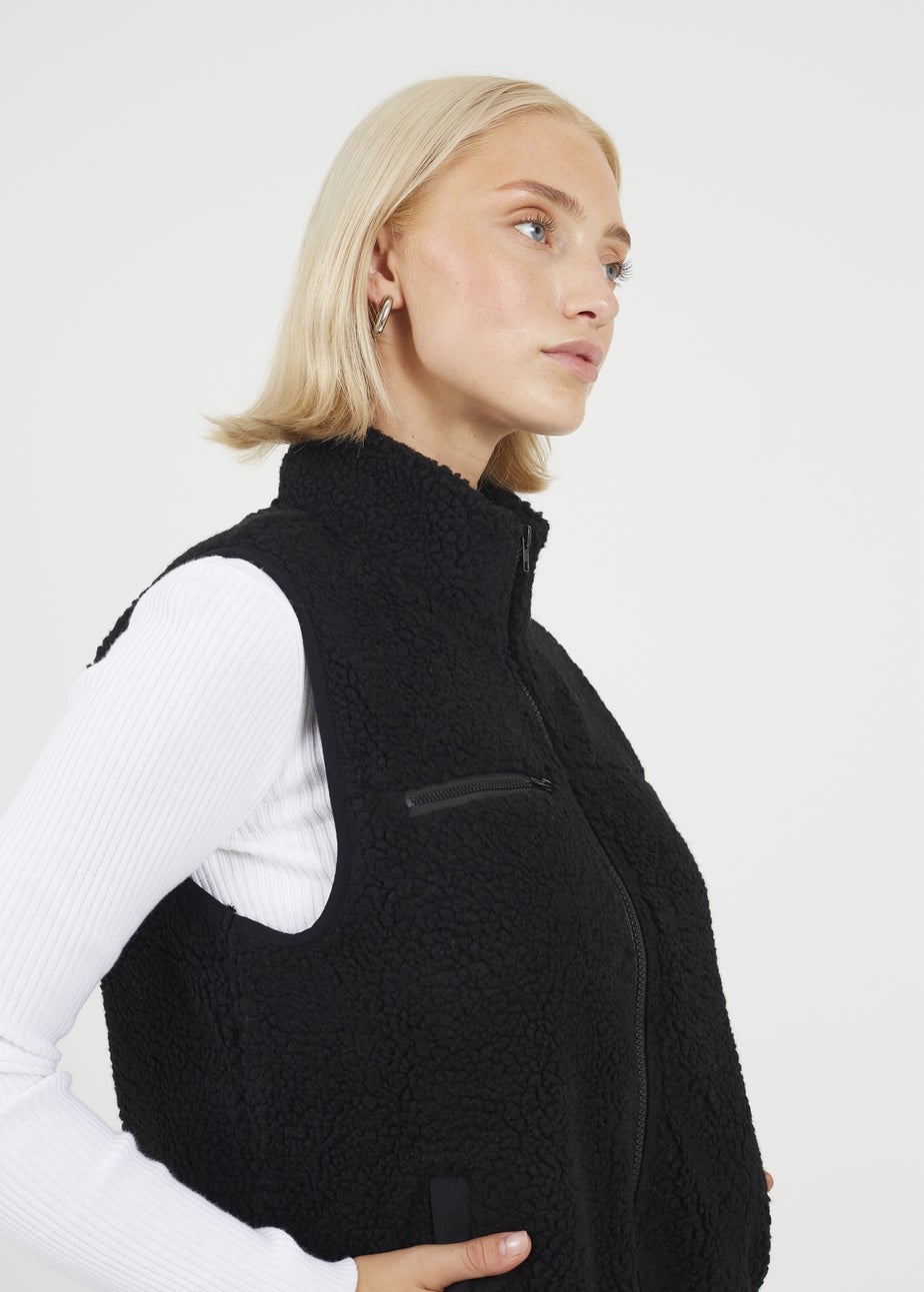 Brave Soul Black Zip Through Fleece Gilet