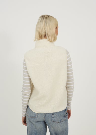 Brave Soul Cream Zip Through Fleece Gilet