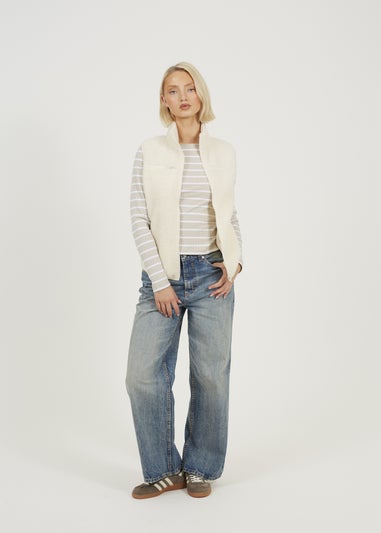 Brave Soul Cream Zip Through Fleece Gilet