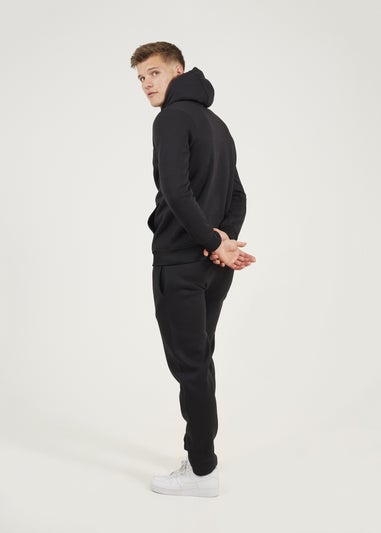 Brave Soul Black Crossover Neck Hoodie and Joggers Set
