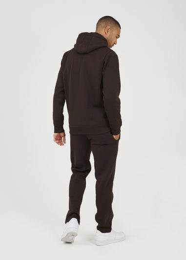 Brave Soul Chocolate Crossover Neck Hoodie and Joggers Set