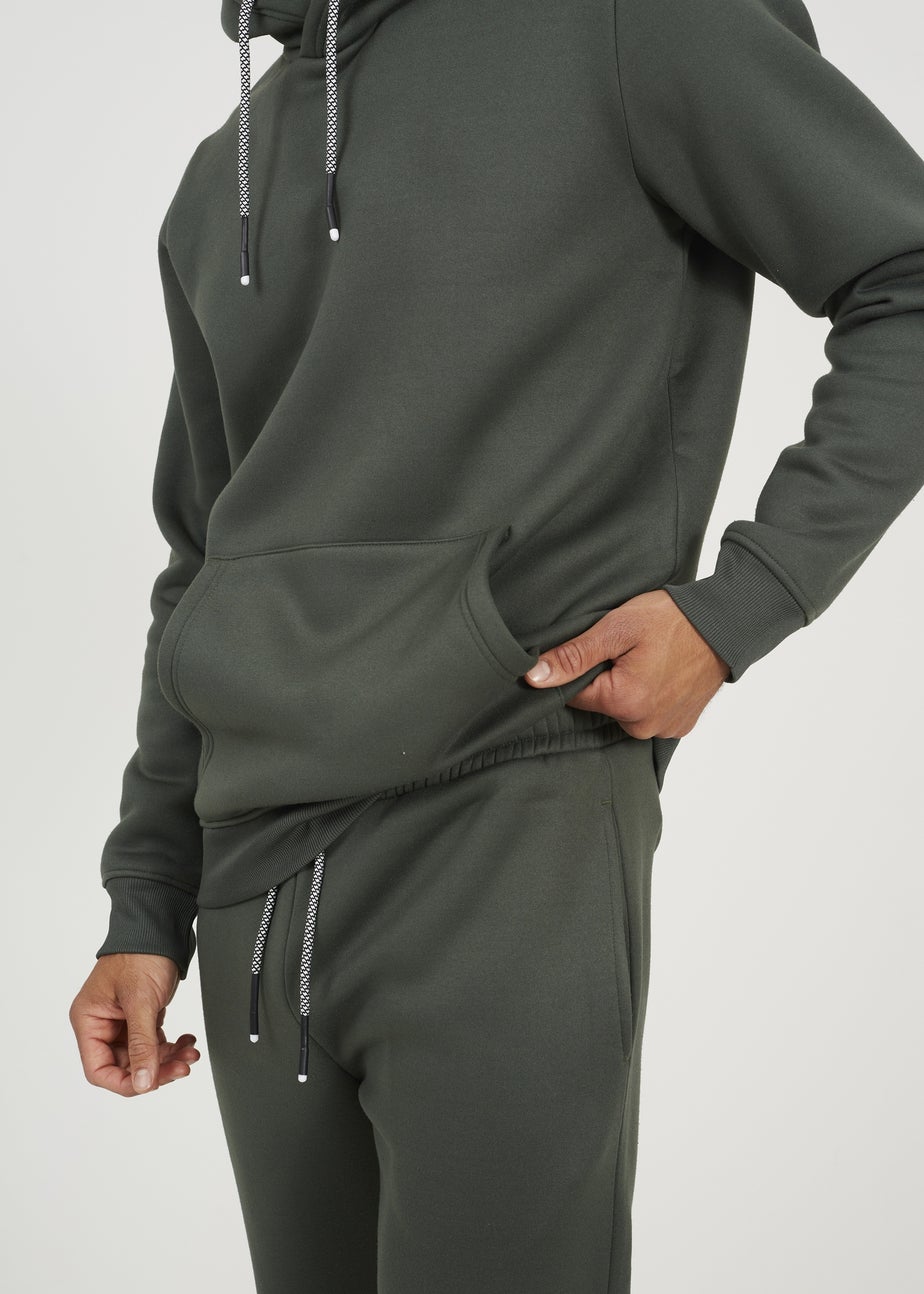 Brave Soul Green Crossover Neck Hoodie and Joggers Set