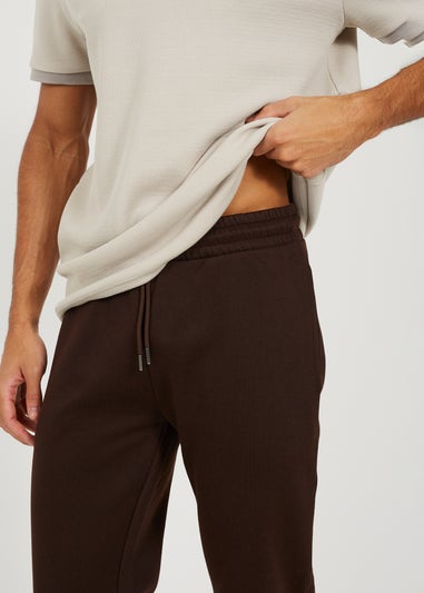 Brave Soul Chocolate Straight Leg Open Hem Joggers