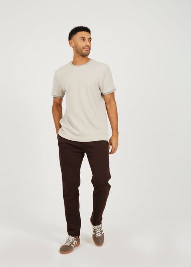 Brave Soul Chocolate Straight Leg Open Hem Joggers
