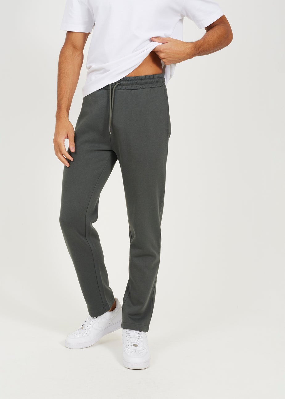 Brave Soul Green Straight Leg Open Hem Joggers