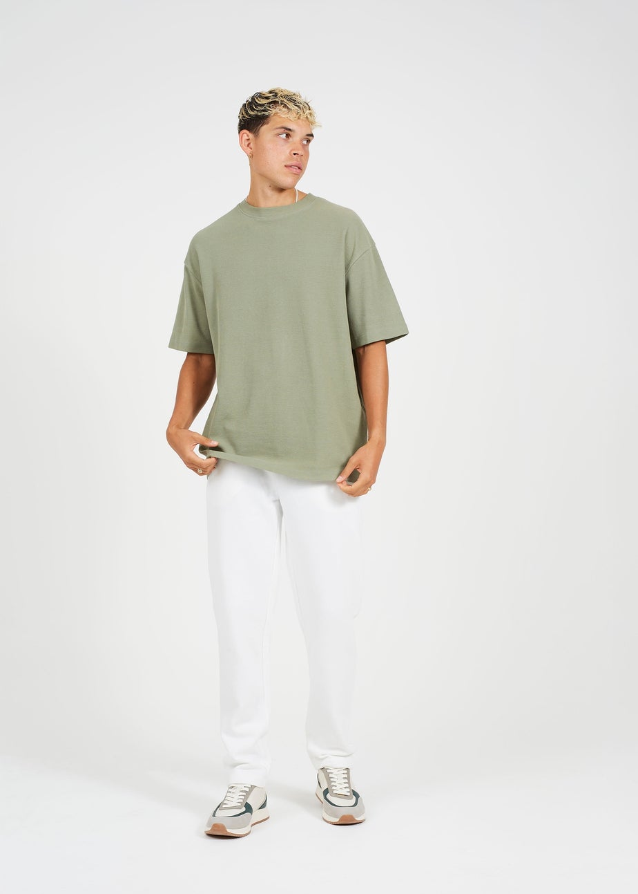 Brave Soul Cream Straight Leg Open Hem Joggers