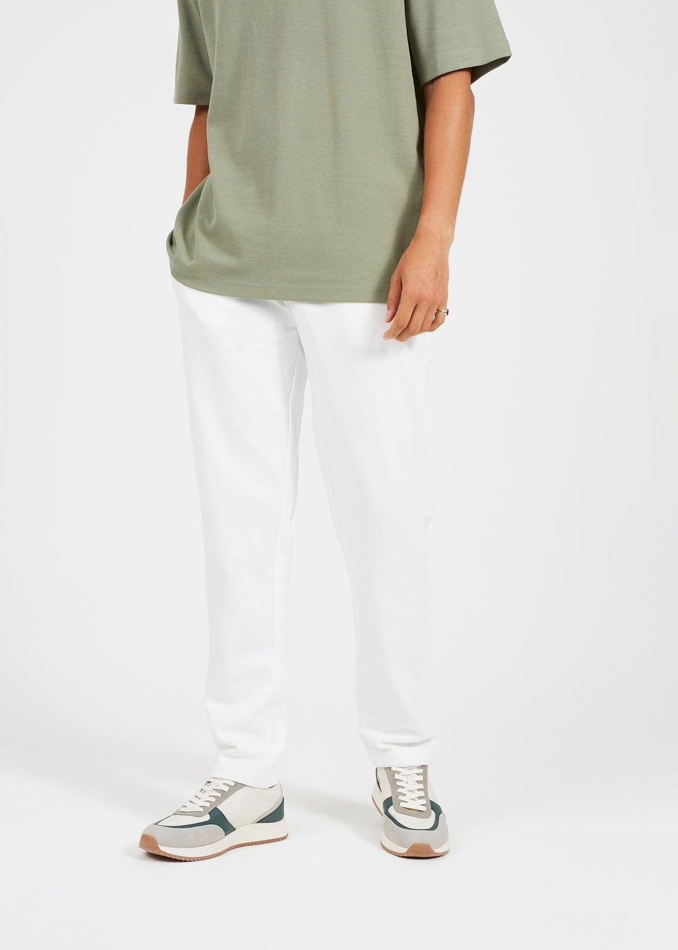 Brave Soul Cream Straight Leg Open Hem Joggers