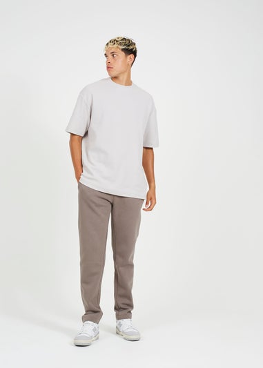 Brave Soul Taupe Straight Leg Open Hem Joggers