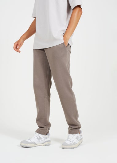 Brave Soul Taupe Straight Leg Open Hem Joggers