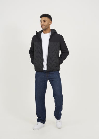 Brave Soul Black Quilted Hooded Zip-Up Jacket