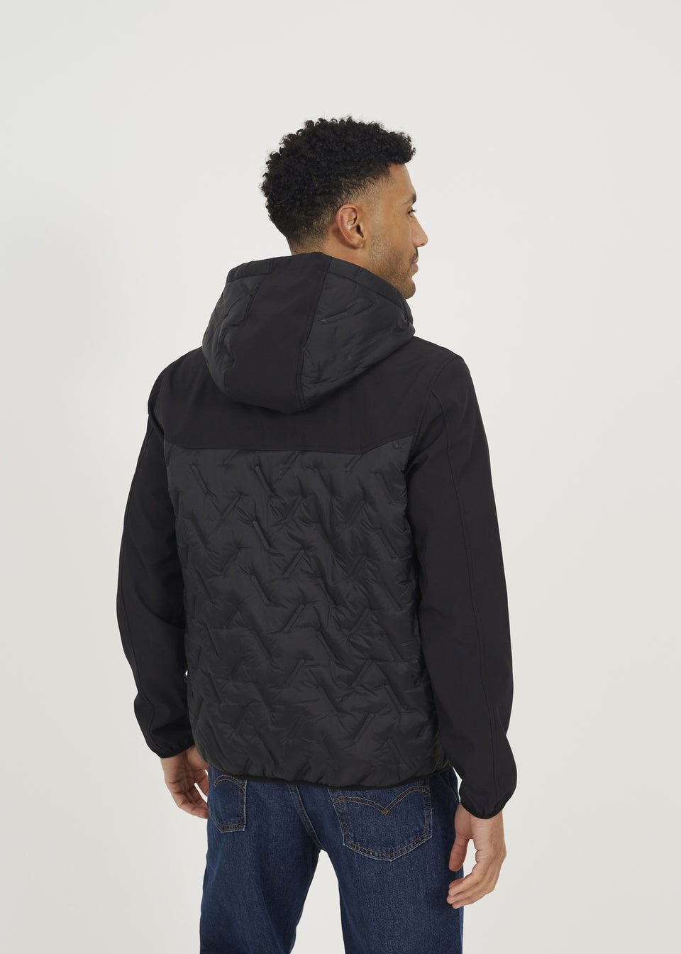 Brave Soul Black Quilted Hooded Zip-Up Jacket