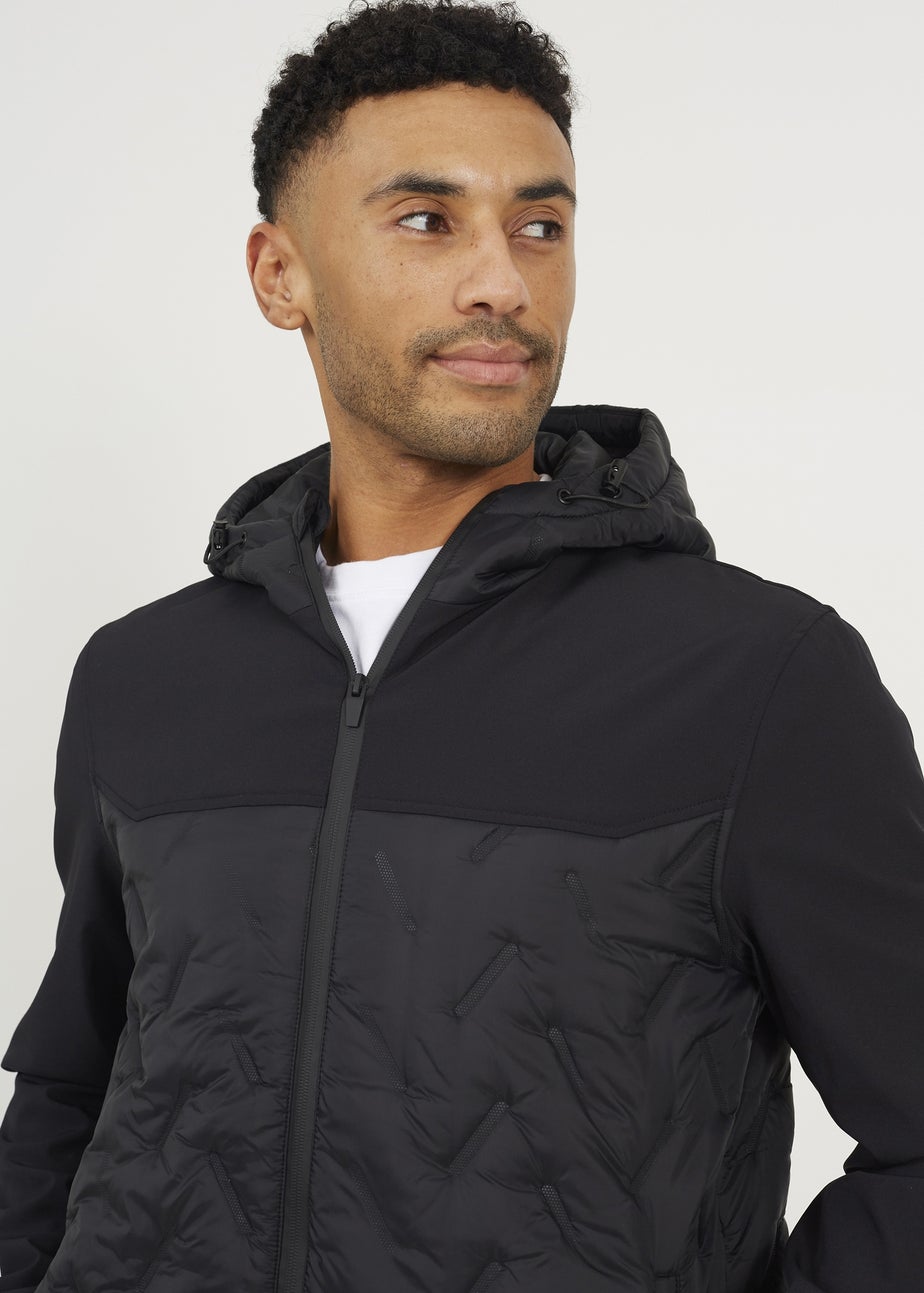 Brave Soul Black Quilted Hooded Zip-Up Jacket