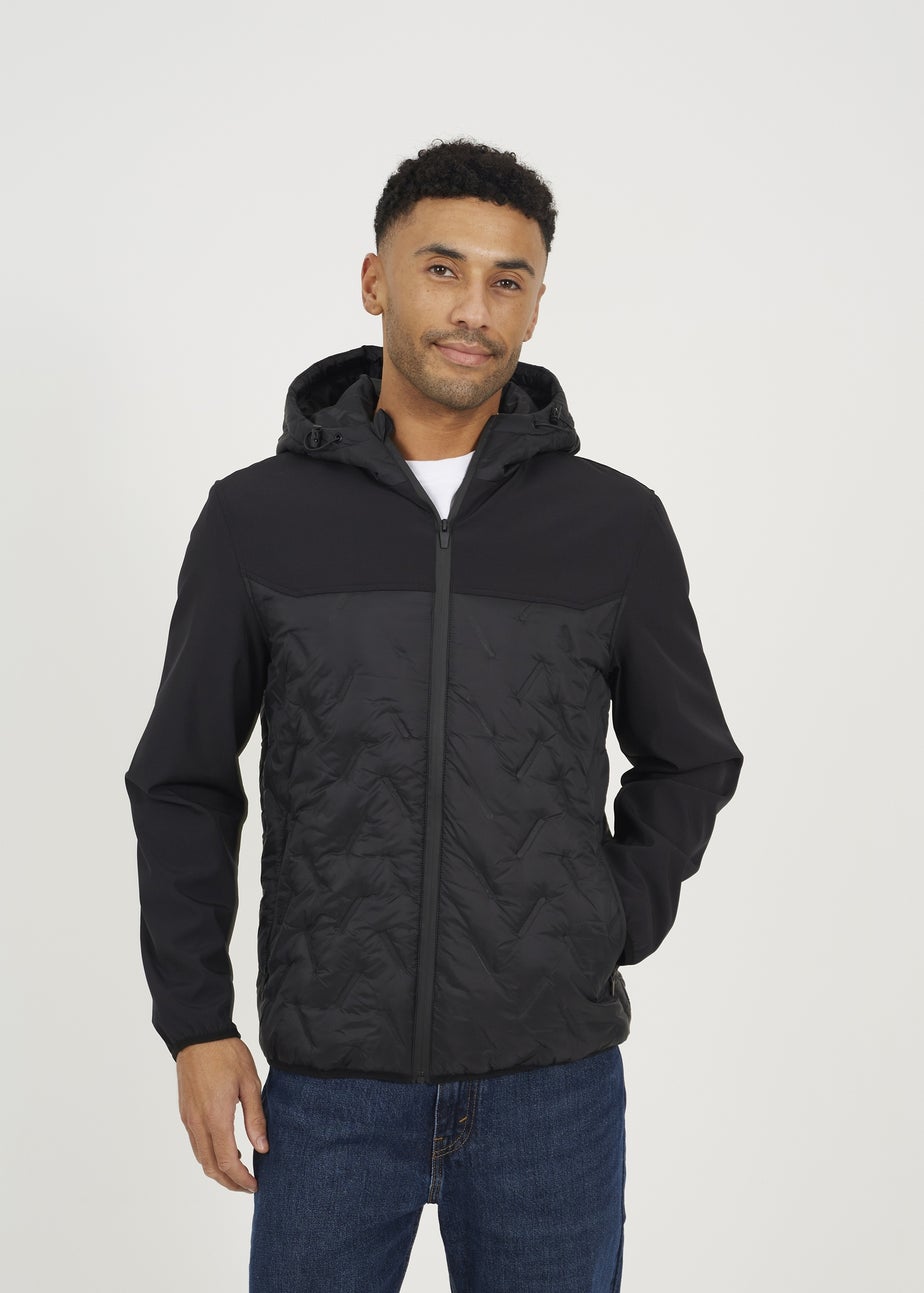 Brave Soul Black Quilted Hooded Zip-Up Jacket