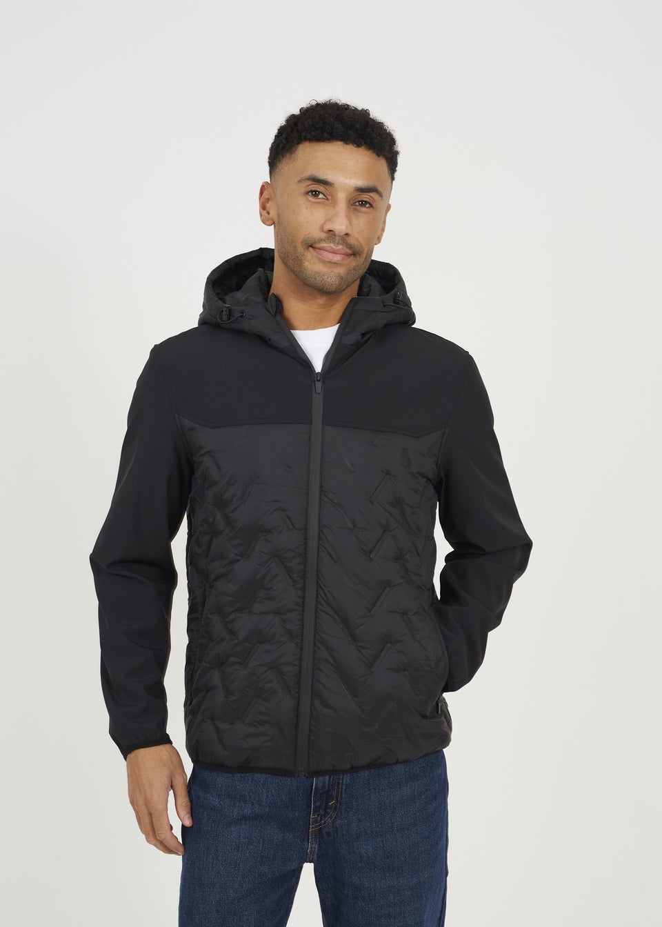 Brave Soul Black Quilted Hooded Zip-Up Jacket
