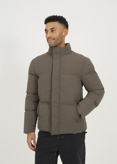 Brave Soul Taupe Funnel Neck Padded Jacket