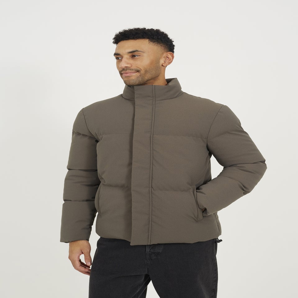 Brave Soul Taupe Funnel Neck Padded Jacket