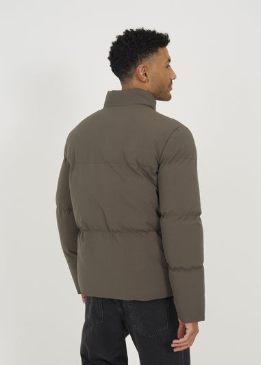 Brave Soul Taupe Funnel Neck Padded Jacket